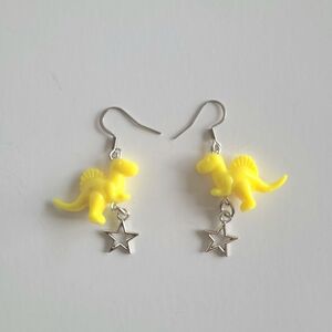 Yellow Dinosaur Star Earrings